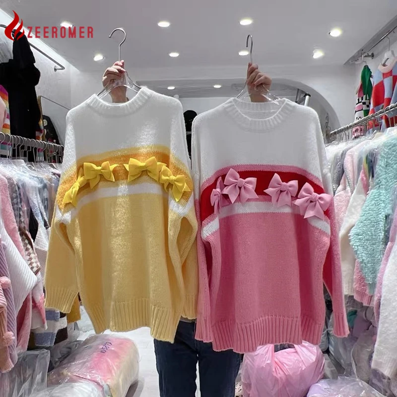 2022 Autumn Japanese Fashion Warm Sweater Pullovers Women O Neck Kawaii Cute Bow Pink Long Sleeve Knitted Student Collage Tops
2022 Autumn Japanese Fashion Warm Sweater Pullovers Women O Neck Kawaii Cute Bow Pink Long Sleeve Knitted Student Collage Tops