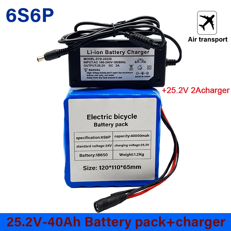 24V40ah 6S6P Lithium Battery 25.2V 40000mAh Rechargeable Li-ion Battery+ 2A Charger ,for Electricbicycle Battery Pack Bike Motor
24V40ah 6S6P Lithium Battery 25.2V 40000mAh Rechargeable Li-ion Battery+ 2A Charger ,for Electricbicycle Battery Pack Bike Motor