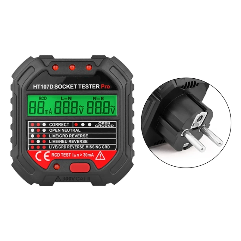 Digital Display Outlet Tester Receptacle Tester 90-250V Electrical Outlet Tester RCD Check Electric Problem Checker 517A
Digital Display Outlet Tester Receptacle Tester 90-250V Electrical Outlet Tester RCD Check Electric Problem Checker 517A
