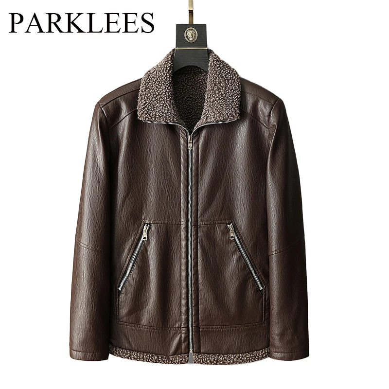 Parklees Men Faux Leather Sherpa Lined Jacket 2022 Autumn Winter Lapel Collar PU Leather Jacket Retro Zipper Windproof Warm Coat
Parklees Men Faux Leather Sherpa Lined Jacket 2022 Autumn Winter Lapel Collar PU Leather Jacket Retro Zipper Windproof Warm Coat