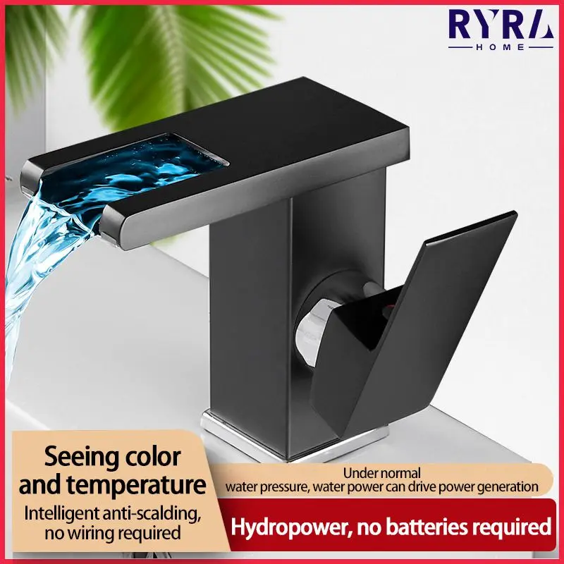 LED Waterfall Bathroom Basin Faucet Wash Sink Mixer Faucet White & Black Deck Mount Solid Brass Water Power Basin Tall Short Tap
LED Waterfall Bathroom Basin Faucet Wash Sink Mixer Faucet White & Black Deck Mount Solid Brass Water Power Basin Tall Short Tap
