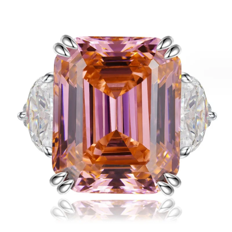 925 Sterling Silver Sunset Orange Pink Rectangle Stone Trendy Style Pave Setting CZ Women Wedding Ring High-grade Fine Jewelry
925 Sterling Silver Sunset Orange Pink Rectangle Stone Trendy Style Pave Setting CZ Women Wedding Ring High-grade Fine Jewelry