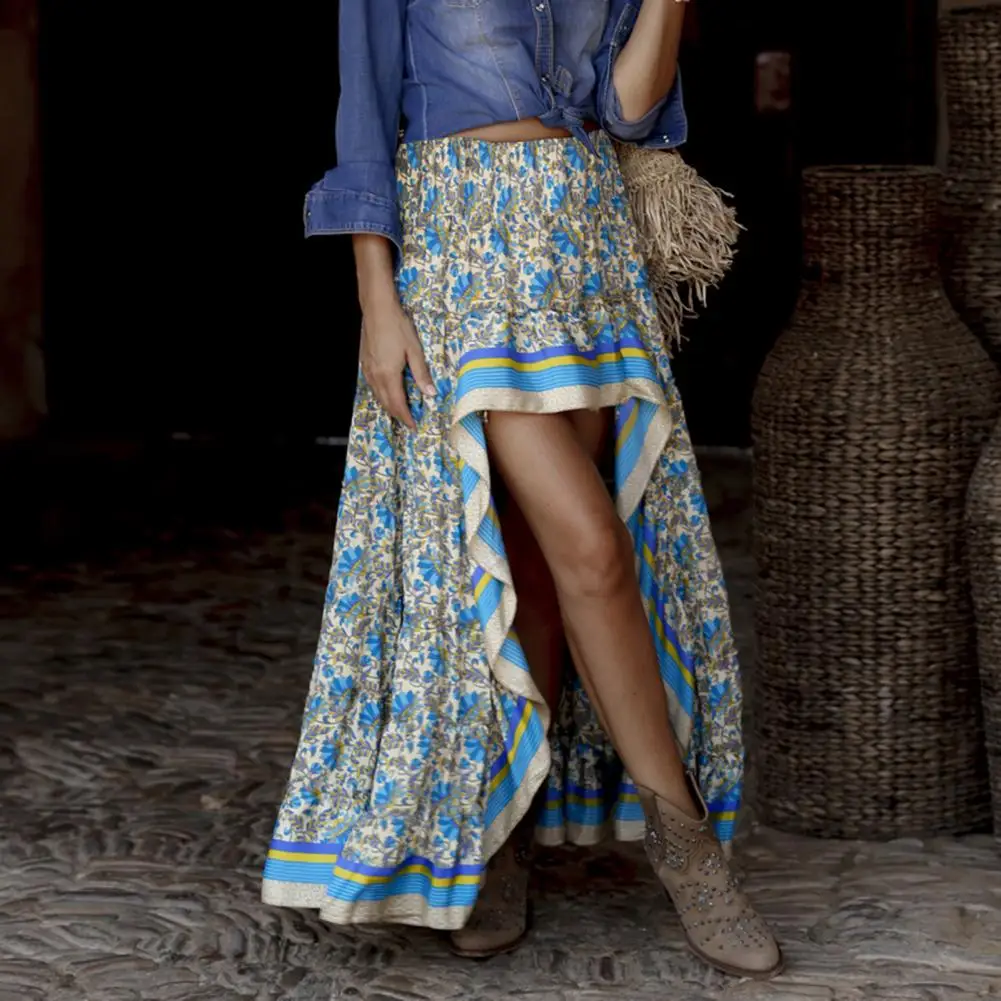 Women Maxi Skirt High Waist Irregular Hem Flower Print Skirt Bohemian Front Short Back Lady Vacation Beach Long Skirt
Women Maxi Skirt High Waist Irregular Hem Flower Print Skirt Bohemian Front Short Back Lady Vacation Beach Long Skirt