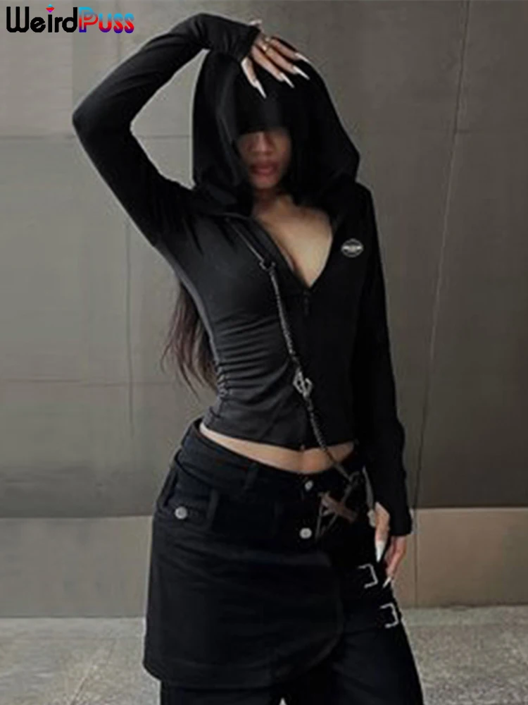 Weird Puss Letter Logo Women Short Coat Hooded Zipper Full Sleeve Slim Fit Autumn Streetwear Y2K Hip Hop Causal Wild Cardigan
Weird Puss Letter Logo Women Short Coat Hooded Zipper Full Sleeve Slim Fit Autumn Streetwear Y2K Hip Hop Causal Wild Cardigan