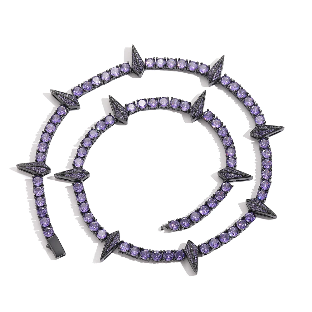 EYIKA Full Iced Out CZ Black Panther Necklace Personality Design 5mm Purple Pink Zircon Tennis Chain Choker Jewelry For Men
EYIKA Full Iced Out CZ Black Panther Necklace Personality Design 5mm Purple Pink Zircon Tennis Chain Choker Jewelry For Men