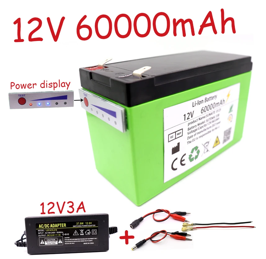 New Power Display 12v 60a 18650 Lithium Battery Pack Is Suitable for Solar Energy and Electric Vehicle Battery + 12.6v3a Charger
New Power Display 12v 60a 18650 Lithium Battery Pack Is Suitable for Solar Energy and Electric Vehicle Battery + 12.6v3a Charger