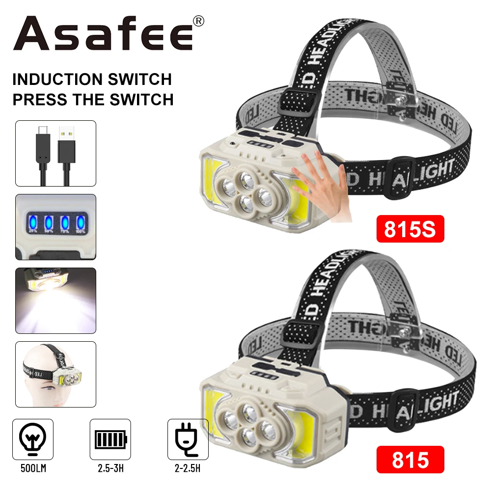 Asafee 815 COB+XPE LED 450LM Headlamp Waterproof Lamp Gear Sensor Switch Type-c Rechargeable White Red Light Built-in Battery
Asafee 815 COB+XPE LED 450LM Headlamp Waterproof Lamp Gear Sensor Switch Type-c Rechargeable White Red Light Built-in Battery