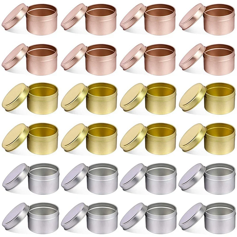 24 Pcs Candle Tins, 4 Oz Metal Candle Containers For Candle ,For Making Candles, Arts Crafts(Silver, Gold, Rose Gold)
24 Pcs Candle Tins, 4 Oz Metal Candle Containers For Candle ,For Making Candles, Arts Crafts(Silver, Gold, Rose Gold)