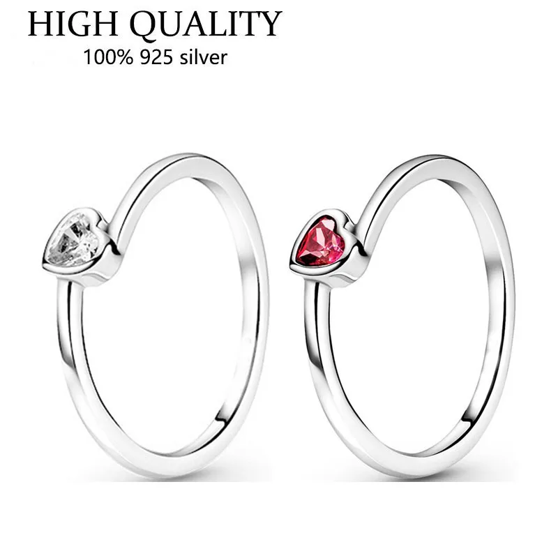 

2021 New 925 Sterling Silver Glittering Heart-shaped Inclined Pan Ring Is Suitable For Women's Gift Wedding Diy Jewelry