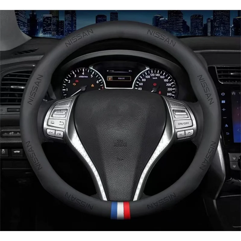 Car PU leather steering wheel Cove For Nissan Micra X-trail Almera Qashqai Tiida Teana Juke Murano Patrol Auto Logo Decoration
Car PU leather steering wheel Cove For Nissan Micra X-trail Almera Qashqai Tiida Teana Juke Murano Patrol Auto Logo Decoration