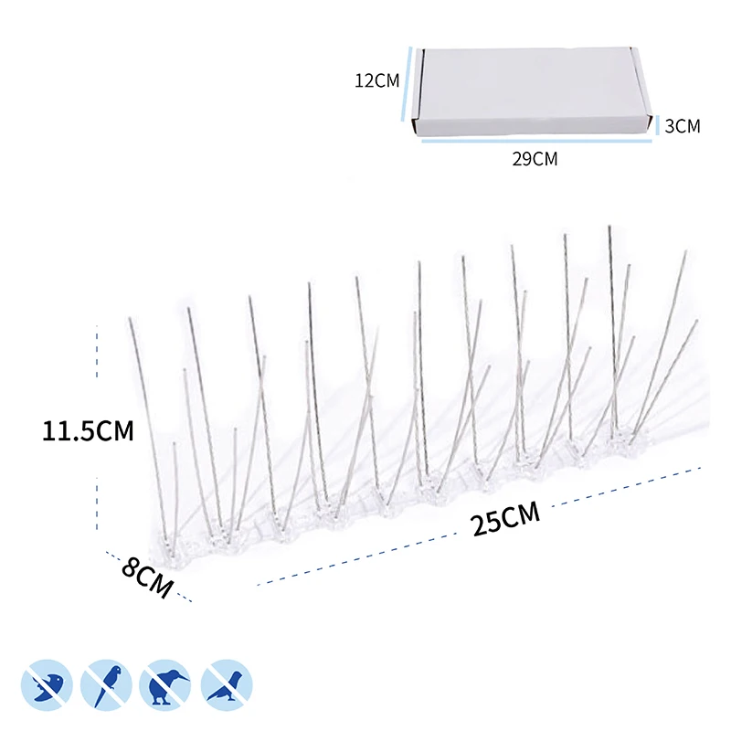 25cm Repeller Bird and Pigeon Spikes Deterrent Anti Bird Stainless Steel Spike Strip Bird Scarer Repeller for Pigeon
25cm Repeller Bird and Pigeon Spikes Deterrent Anti Bird Stainless Steel Spike Strip Bird Scarer Repeller for Pigeon