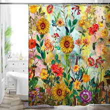 Bohemian Bathroom Curtain Colorful Creative Boho Floral Sunflowers Beautiful Bright Polyester Fabric Shower Curtain for Bathroom