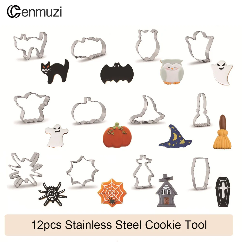 Инструмент для выпечки печенья на Хэллоуин, 12 шт., формы для выпечки тортов из нержавеющей стали, формы «сделай сам», резаки, резаки для печенья в виде тыквы
Инструмент для выпечки печенья на Хэллоуин, 12 шт., формы для выпечки тортов из нержавеющей стали, формы «сделай сам», резаки, резаки для печенья в виде тыквы