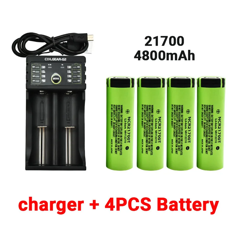 100% Original 21700 NCR21700T Lithium Rechargeable Battery 4800mAh 3.7V 40A High-discharge Battery Li-ion Battery+Charger
100% Original 21700 NCR21700T Lithium Rechargeable Battery 4800mAh 3.7V 40A High-discharge Battery Li-ion Battery+Charger