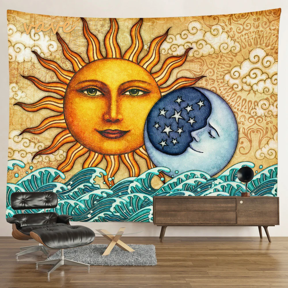 

Tarot Sun Moon Mandala Tapestry Wall Hanging Boho Hippie Witchcraft Astrology Cloth Fabric Tapestry Aesthetic Room Bedroom Decor