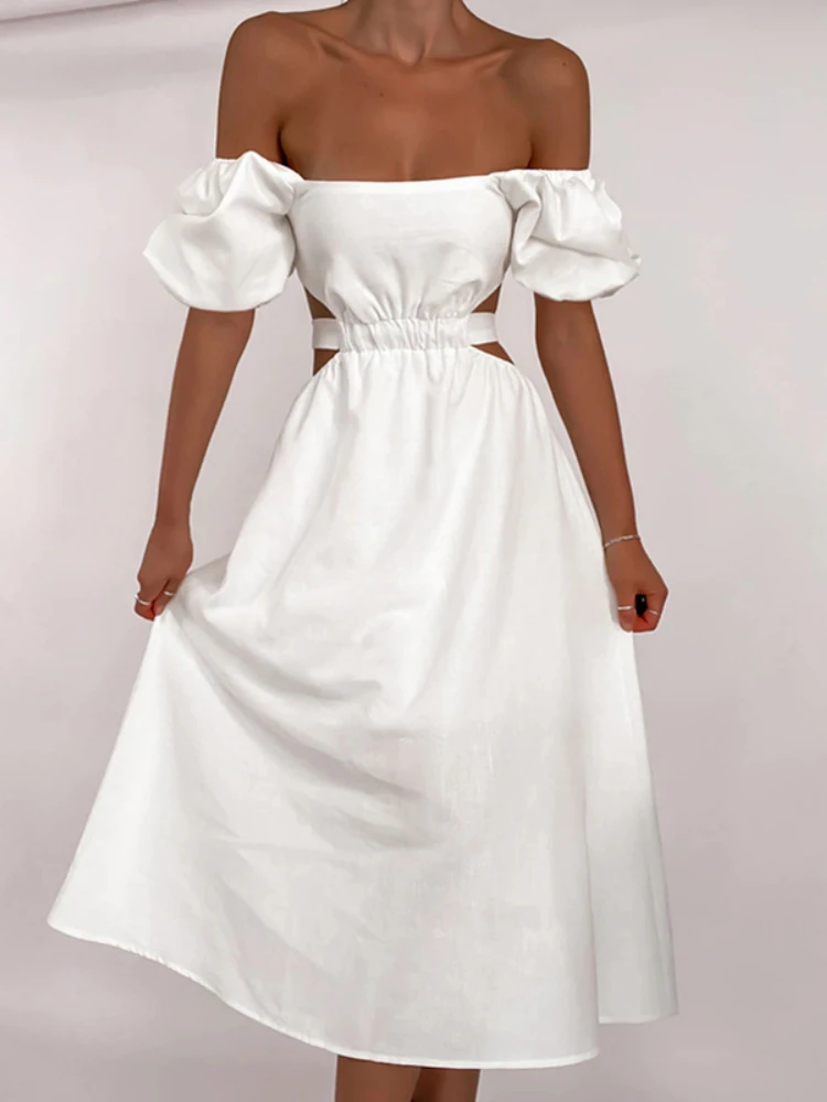 Casual Off Shoulder Hollow Out Holiday White Midi Dress for Women 2022 Summer Elegant Backless Bandage Party Dresses Beachwear
Casual Off Shoulder Hollow Out Holiday White Midi Dress for Women 2022 Summer Elegant Backless Bandage Party Dresses Beachwear