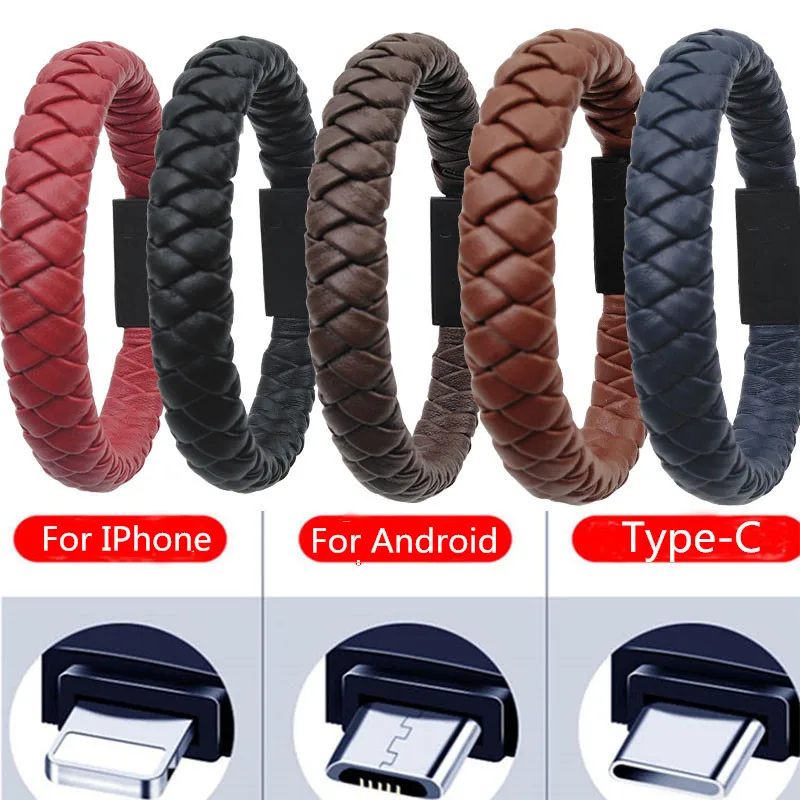 Outdoor Portable Leather Mini Type-C/8Pin/Micro USB Bracelet Charger Data Charging Cable Sync Cord For iPhone 13 12 11 X Samsung
Outdoor Portable Leather Mini Type-C/8Pin/Micro USB Bracelet Charger Data Charging Cable Sync Cord For iPhone 13 12 11 X Samsung