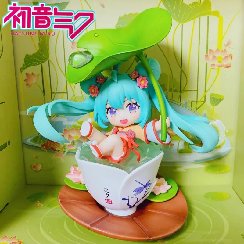 

Hatsune Miku Lotus Pond Play Q Version Figure Genuine Anime Peripheral Ornaments Cute Cartoon Figure Doll Birthday Gift