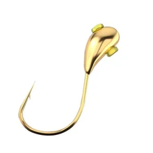 10pcs Overturned Jig Head Hook Gold High Carbon Steel Octopus Fishing Barbed Hook #4 #5 #6 Bass Trout Catfish Crappie