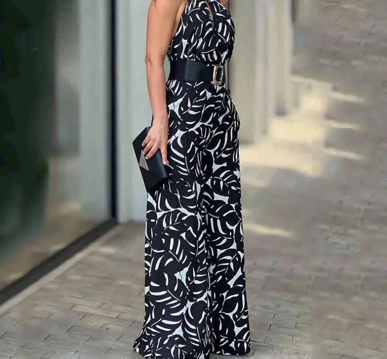 Jumpsuit Women 23 Summer New Fashion Commuting Printed Neck Hanging Sleepless One Piece Wide Leg Pans for Women's Elegant Daily
Jumpsuit Women 23 Summer New Fashion Commuting Printed Neck Hanging Sleepless One Piece Wide Leg Pans for Women's Elegant Daily