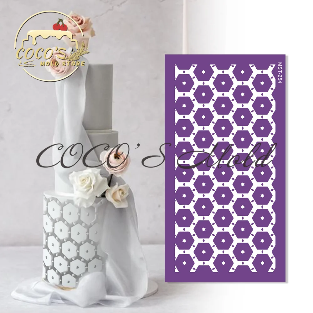 New Hexagon Shape Fabric Lace Mesh Stencil Royal Cream Cake Border Mold Kitchen Accessories Cake Decorating Tools Bakeware
New Hexagon Shape Fabric Lace Mesh Stencil Royal Cream Cake Border Mold Kitchen Accessories Cake Decorating Tools Bakeware