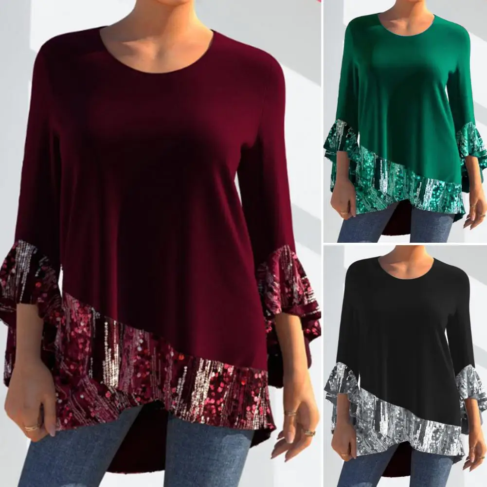 Trendy Women Shirt O-Neck Temperament Loose Sparkling Pullover Blouse Shirt Elegant Ladies Shirt for Daily Wear
Trendy Women Shirt O-Neck Temperament Loose Sparkling Pullover Blouse Shirt Elegant Ladies Shirt for Daily Wear