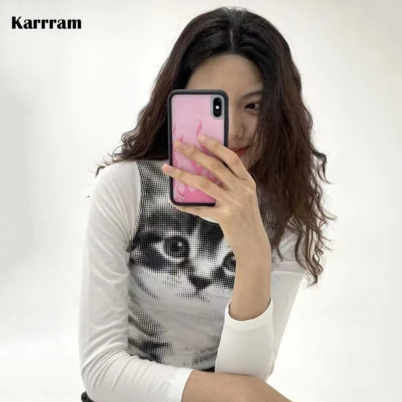 Karrram Korean Fashion Cat Print T-shirt Kawaii Kitten Crop Top Grunge Fairycore Graphic T Shirts Japanese Y2k Tops Cute White
Karrram Korean Fashion Cat Print T-shirt Kawaii Kitten Crop Top Grunge Fairycore Graphic T Shirts Japanese Y2k Tops Cute White