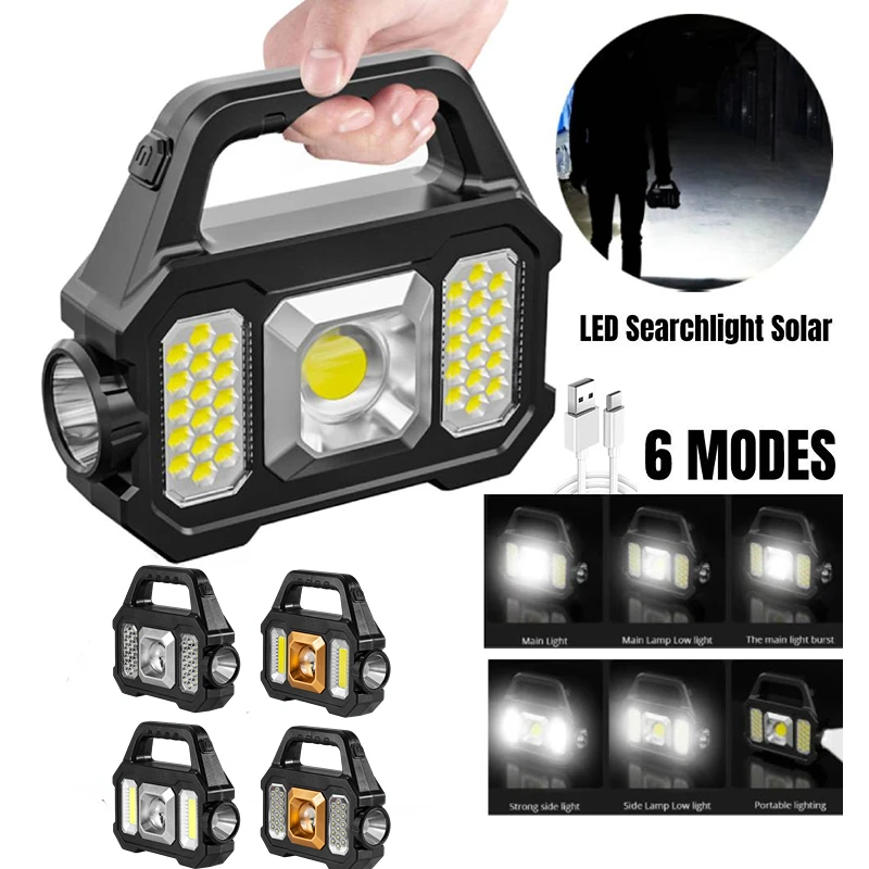 Portable Led Spotlight Super Bright Led Work Light Searchlight Solar USB Rechargeable for Outdoor Camping Lamp Led Flashlight
Portable Led Spotlight Super Bright Led Work Light Searchlight Solar USB Rechargeable for Outdoor Camping Lamp Led Flashlight