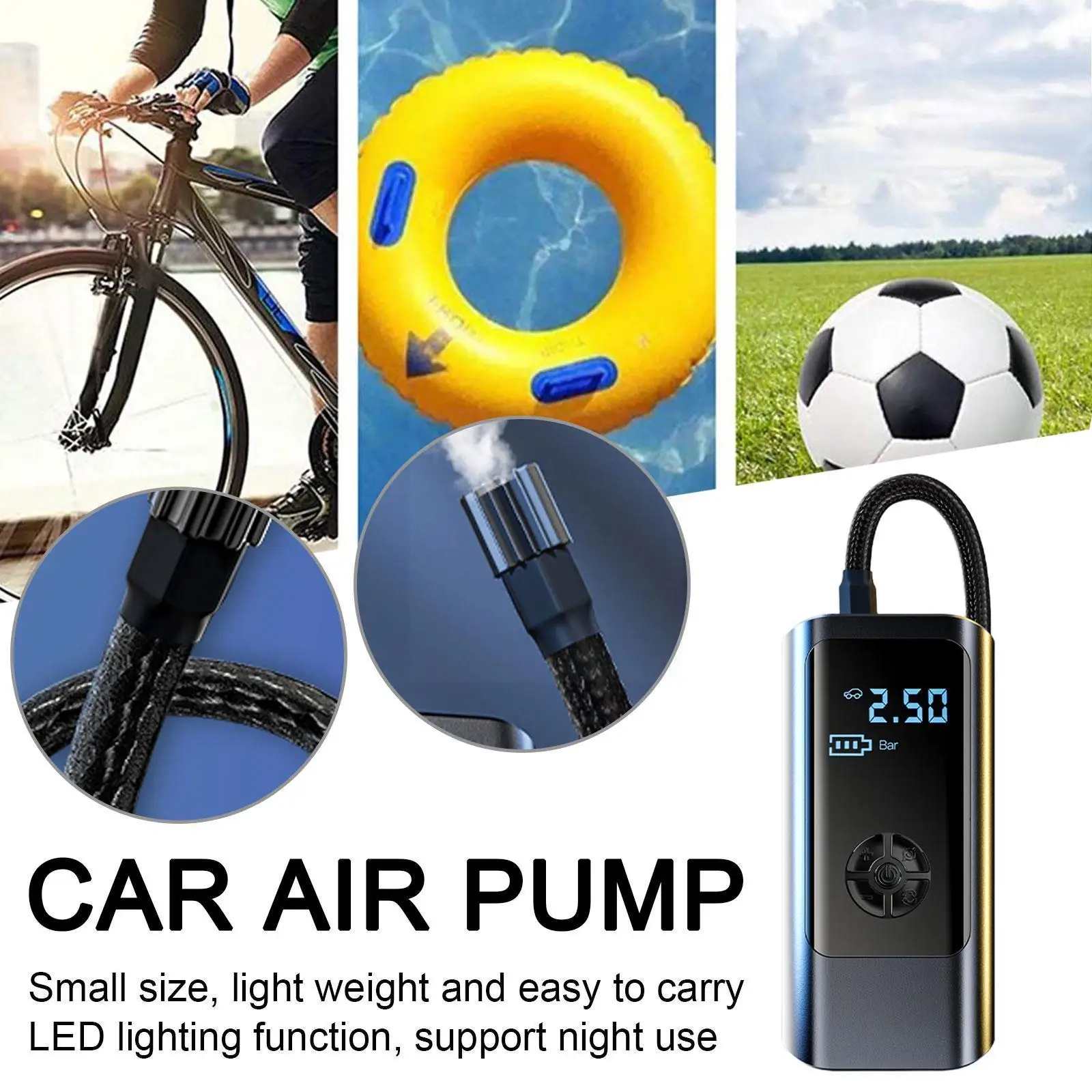 Car Air Compressor 12V 150PSI Electric Tyre Inflator Pump LED Lamp For Motorcycle Bicycle Tire Wireless Portable Car Air Pu F5Y0
Car Air Compressor 12V 150PSI Electric Tyre Inflator Pump LED Lamp For Motorcycle Bicycle Tire Wireless Portable Car Air Pu F5Y0