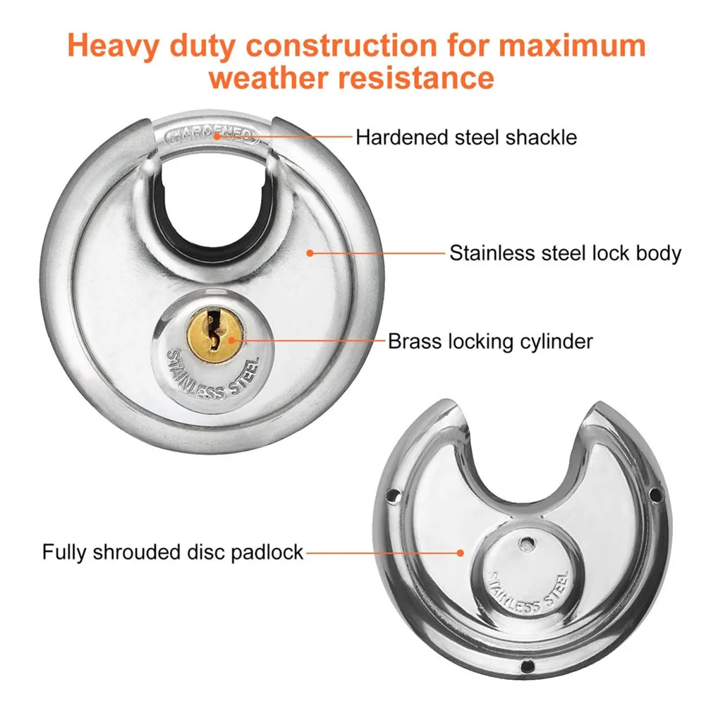 Stainless Steel Lock With 2pcs Keys Round Shaped Padlock Portable For Locking Luggage Suitcase Door Drawer Home Hardware
Stainless Steel Lock With 2pcs Keys Round Shaped Padlock Portable For Locking Luggage Suitcase Door Drawer Home Hardware