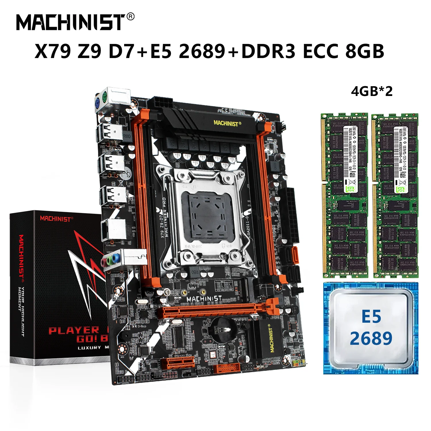 

MACHINIST X79 Motherboard LGA 2011 With Xeon E5 2689 CPU Processor 8G=4G*2 DDR3 ECC Memory Kit Set NVME M.2 SATA 3.0 X79-Z9-D7