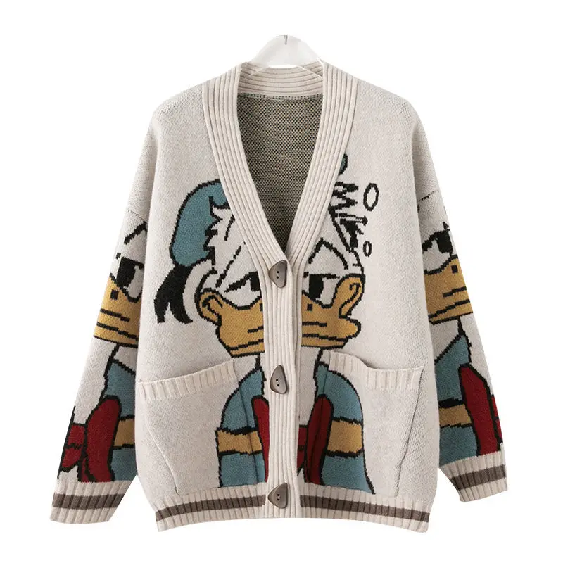 Retro cartoon duck pattern knitted cardigan sweater women Y2K oversized loose casual knitted sweater fashion trend cardigan coat
Retro cartoon duck pattern knitted cardigan sweater women Y2K oversized loose casual knitted sweater fashion trend cardigan coat