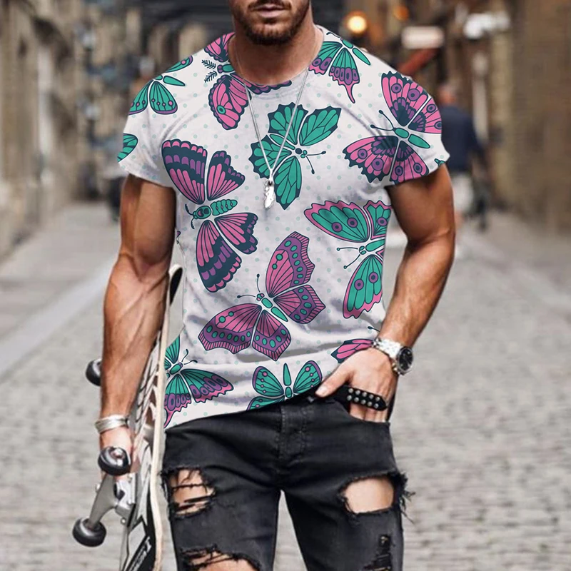 2023 New T Shirt Men Exquisite Butterfly Pattern 3D Style Print Fashion Short Sleeve Clothes Men's Funny Casual T Shirts Tops 
2023 New T Shirt Men Exquisite Butterfly Pattern 3D Style Print Fashion Short Sleeve Clothes Men's Funny Casual T Shirts Tops