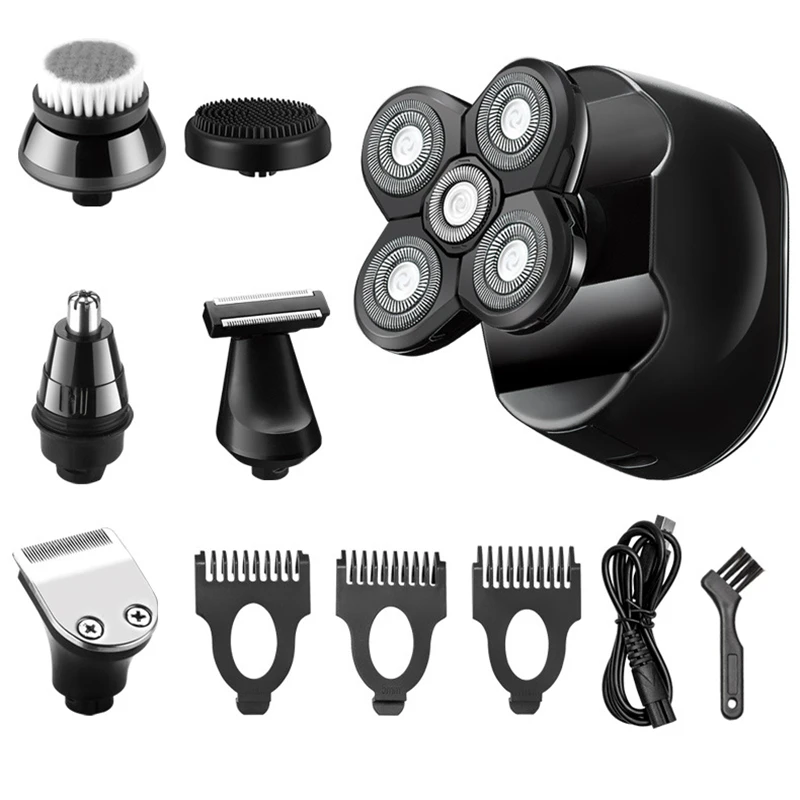 

High Quality 6 in 1 Men's Electric Shaver 4D USB Rechargeable Waterproof Razor Beard Trimmer Hair Clipper Bald Shaver Beauty Kit