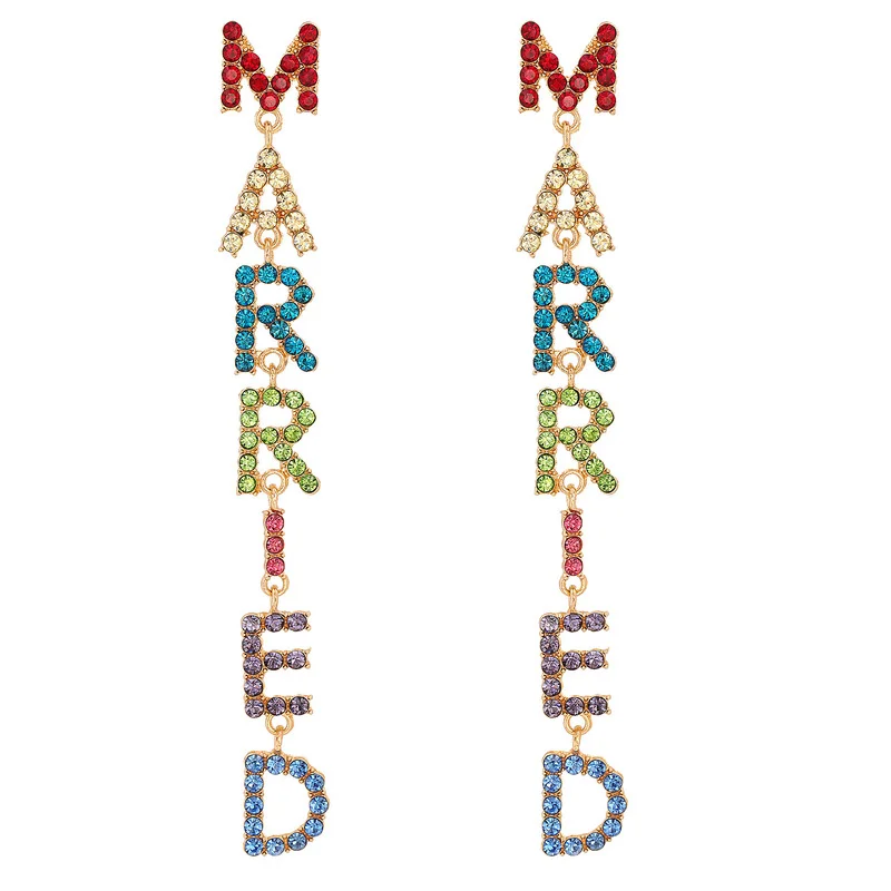 Minar Trendy Rainbow Rhinestones Letter Long Drop Earrings for Women Mujer Gold Color Alloy Tassel Earring Bohemia Beach Jewelry
Minar Trendy Rainbow Rhinestones Letter Long Drop Earrings for Women Mujer Gold Color Alloy Tassel Earring Bohemia Beach Jewelry