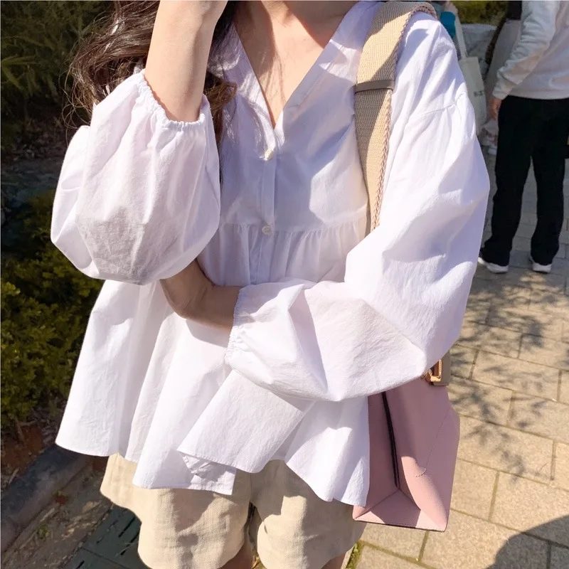 Janpan Korean Women Fall Long Sleeve Vestidos T-Shirts Loose Single Breasted V Neck Elegant Kawaii Cute Mujer Casual Top Femme
Janpan Korean Women Fall Long Sleeve Vestidos T-Shirts Loose Single Breasted V Neck Elegant Kawaii Cute Mujer Casual Top Femme