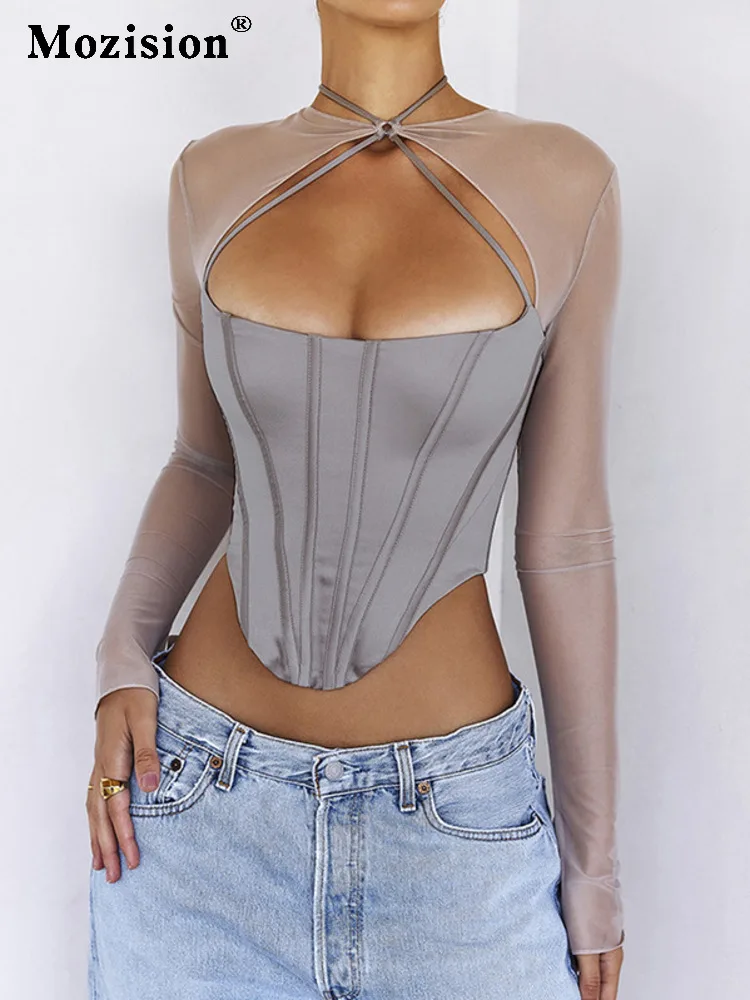 Mozison Sexy Hollow Out See Through Crop Top Women Outfits Summer Irregular Long Sleeve T-shirt Female Fashion Cropped Tops
Mozison Sexy Hollow Out See Through Crop Top Women Outfits Summer Irregular Long Sleeve T-shirt Female Fashion Cropped Tops