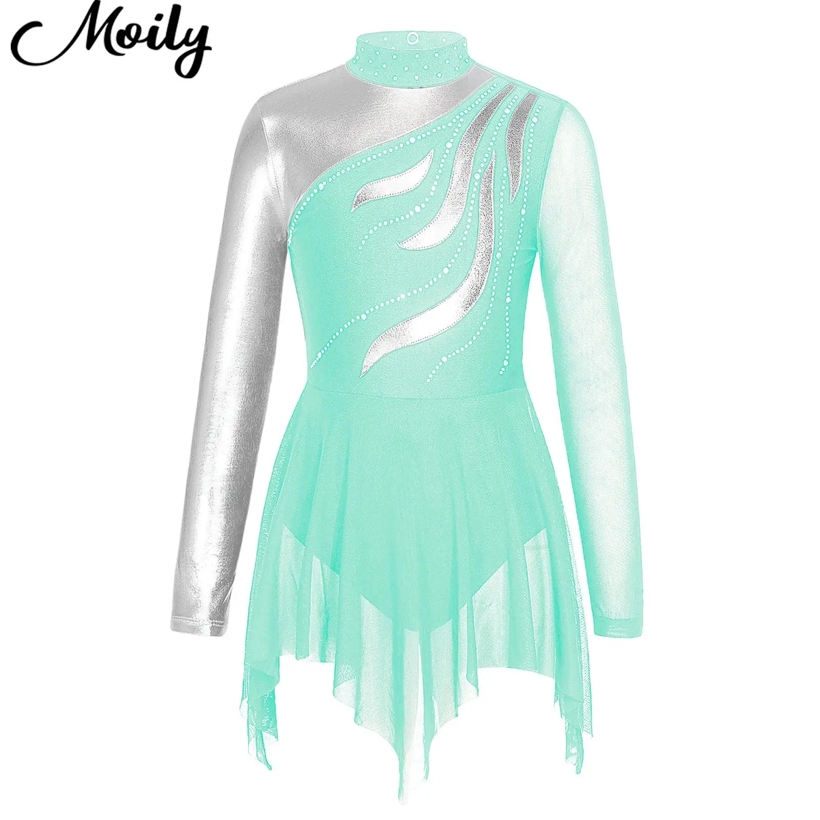Kids Girls Shiny Rhinestone Ice Figure Skating Dress Long Sleeve Stand Collar Hollow Back Gymnastic Leotards Ballet Dance Dress
Kids Girls Shiny Rhinestone Ice Figure Skating Dress Long Sleeve Stand Collar Hollow Back Gymnastic Leotards Ballet Dance Dress