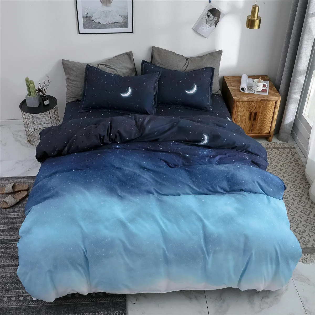 Blue Gradient Duvet Cover Set for Kids Boys Girls Star Moon Print Comforter Cover Cartoon Bedding Set Quilt Cover 3pcs
Blue Gradient Duvet Cover Set for Kids Boys Girls Star Moon Print Comforter Cover Cartoon Bedding Set Quilt Cover 3pcs