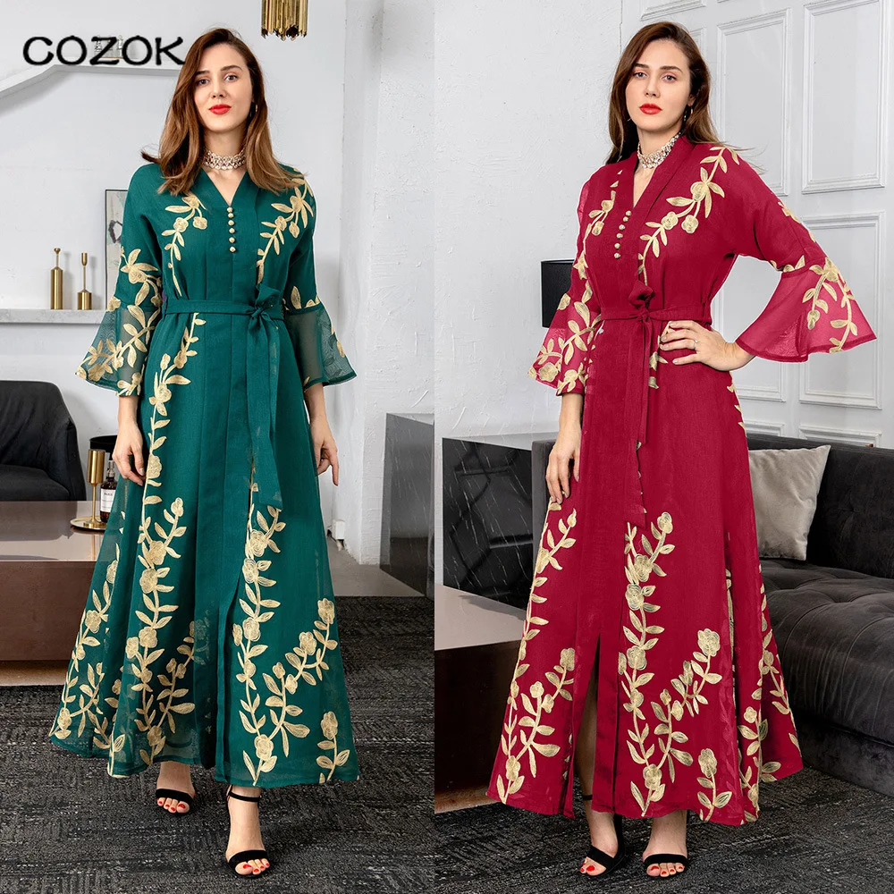 Spring Muslim Maxi Dress for Women Elegant Ethnic Lace-up Print Vestidos Middle Eastern Dubai Arabic Abaya Islamic Clothing 2022
Spring Muslim Maxi Dress for Women Elegant Ethnic Lace-up Print Vestidos Middle Eastern Dubai Arabic Abaya Islamic Clothing 2022