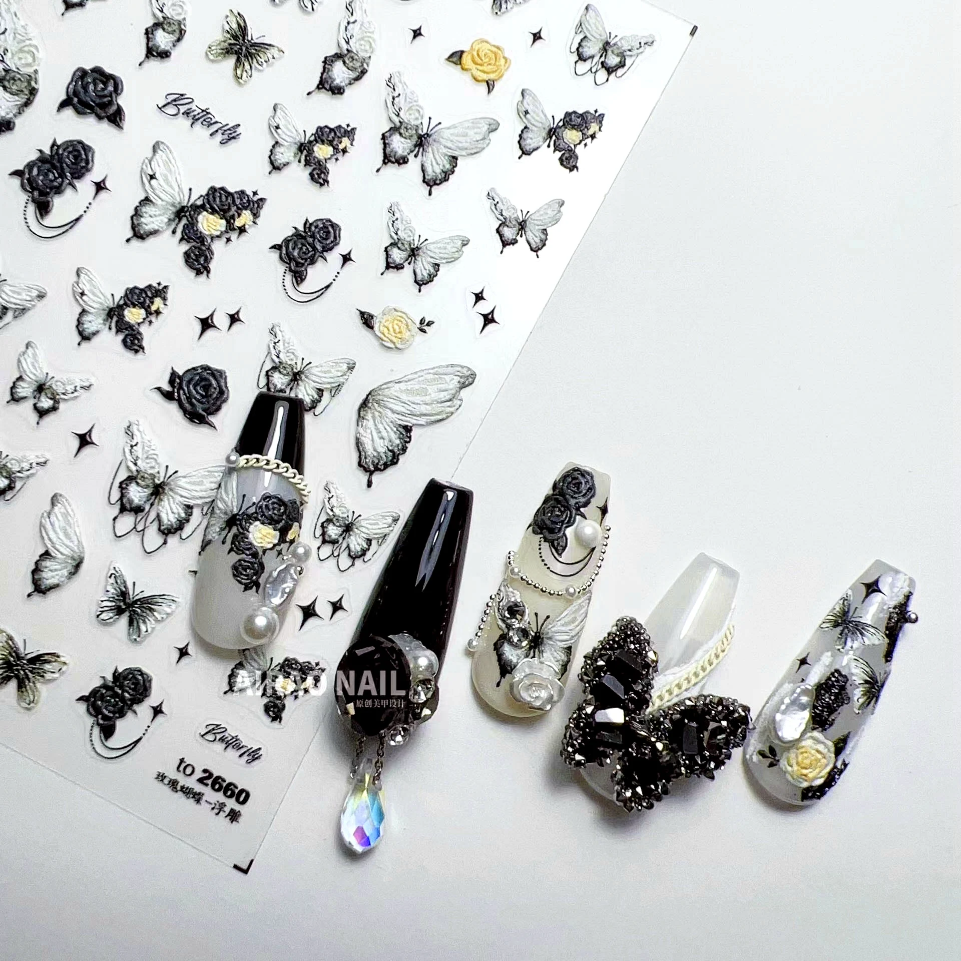 1 Sheet 5D Realistic Relief Retro Black White Gypsum Butterfly Rose Bow Nail Art Stickers Decals Manicure Ornaments Accessories
1 Sheet 5D Realistic Relief Retro Black White Gypsum Butterfly Rose Bow Nail Art Stickers Decals Manicure Ornaments Accessories