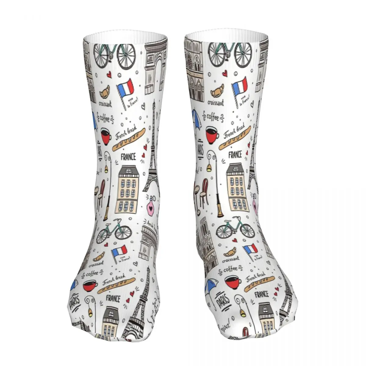 

Разноцветные носки с парижским рисунком, мужские женские мужские чулки из полиэстера, Настраиваемые носки в стиле хип-хоп