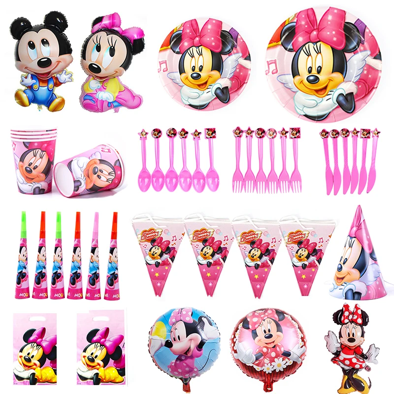 Minnie Mouse Theme Disney Party Disposable Tableware Girl Birthday Decor Paper Plates Cup Minnie Balloon Baby Shower Supplies
Minnie Mouse Theme Disney Party Disposable Tableware Girl Birthday Decor Paper Plates Cup Minnie Balloon Baby Shower Supplies