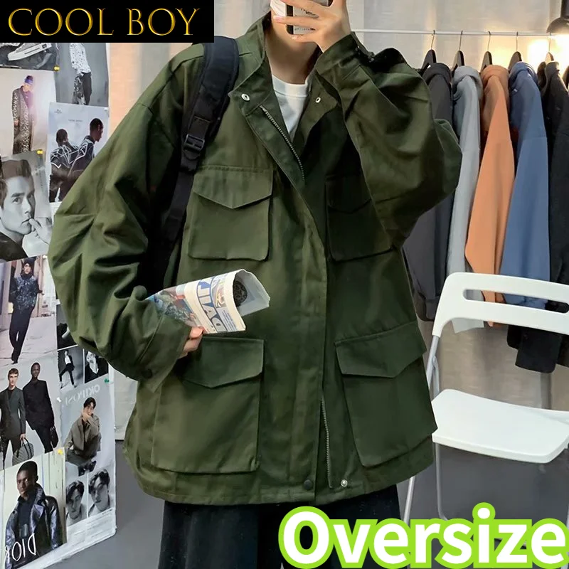 E BOY Men Cargo Jackets Stand Collar Multi-pockets Military Tactical Coat Single Breasted Outwear BF Handsome S-3XL Jacket
E BOY Men Cargo Jackets Stand Collar Multi-pockets Military Tactical Coat Single Breasted Outwear BF Handsome S-3XL Jacket