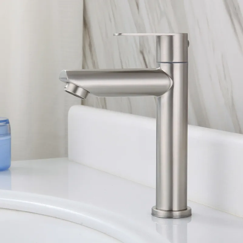 304 Stainless Silver Bathroom Faucets Steel Deck Mounted Sink Basin Faucet Brushed Single Cold Tap Kitchen Washbasin Water Tap
304 Stainless Silver Bathroom Faucets Steel Deck Mounted Sink Basin Faucet Brushed Single Cold Tap Kitchen Washbasin Water Tap