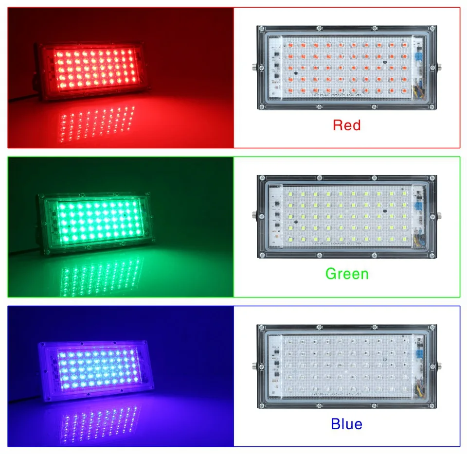 50W СВЕТОДИОДНАЯ RGB-лампа-фонарь с защитой от воды IP65 на основе светодиодного прожектора с пультом дистанционного управления.