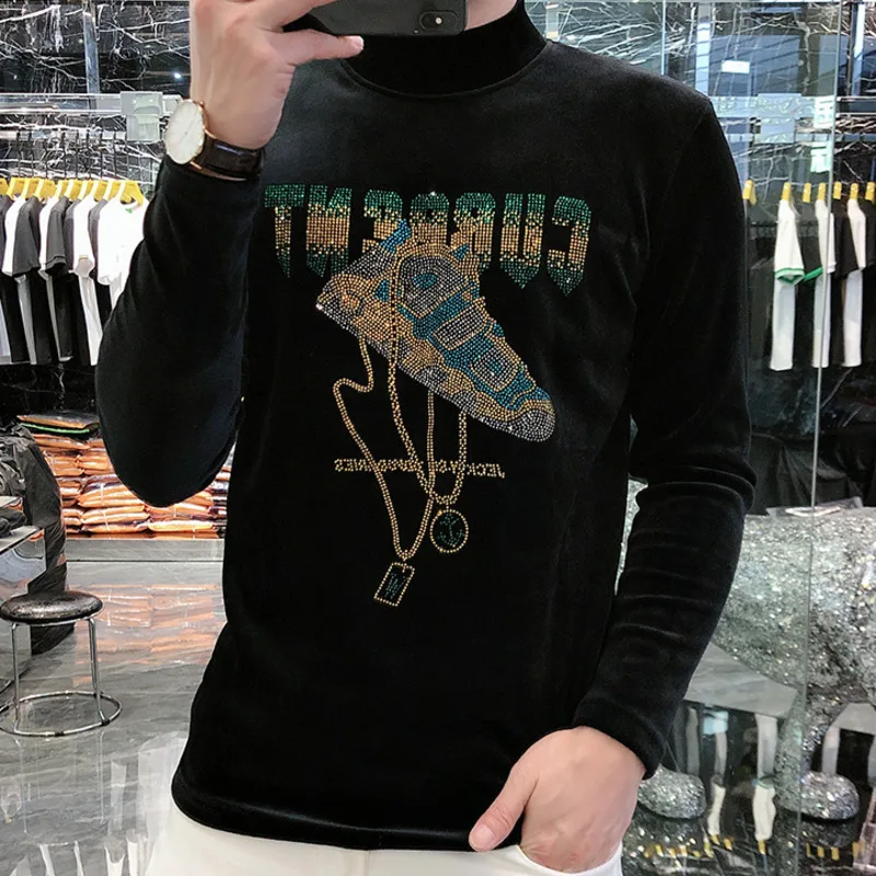 Shiny Gold Velvet T-Shirt Sequin Embroidery Long Sleeve Trend Top Heavy Craft Casual Fall Winter Fashion Pullover Men Clothing
Shiny Gold Velvet T-Shirt Sequin Embroidery Long Sleeve Trend Top Heavy Craft Casual Fall Winter Fashion Pullover Men Clothing