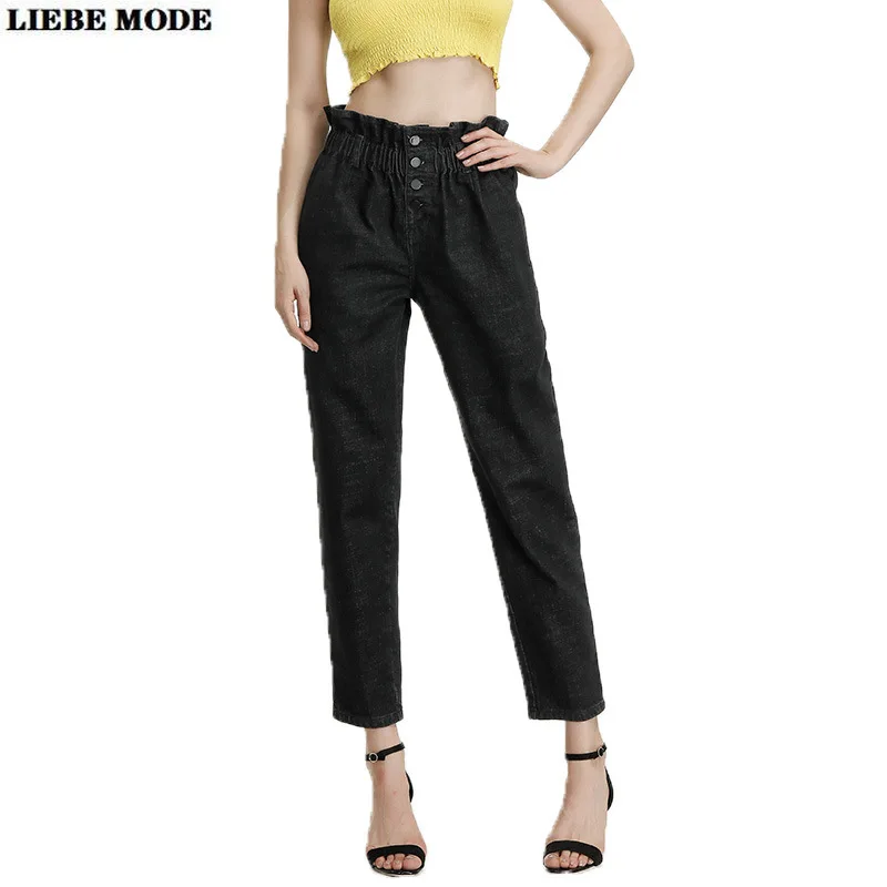 Womens Ruffle Elastic High Waist Loose Denim Pants for Women Harem Jeans Straight Button Ladies Trousers big Size 6XL 7XL 8XL
Womens Ruffle Elastic High Waist Loose Denim Pants for Women Harem Jeans Straight Button Ladies Trousers big Size 6XL 7XL 8XL