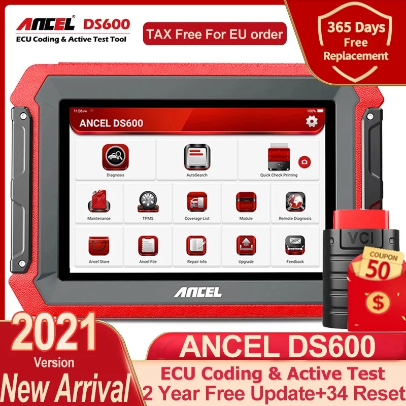 ANCEL DS600 Diagnostic Tools OBD2 Automotive Scanner Full System 34 Resets Automotive Scanner ECU Coding Active Test Car Tool
ANCEL DS600 Diagnostic Tools OBD2 Automotive Scanner Full System 34 Resets Automotive Scanner ECU Coding Active Test Car Tool