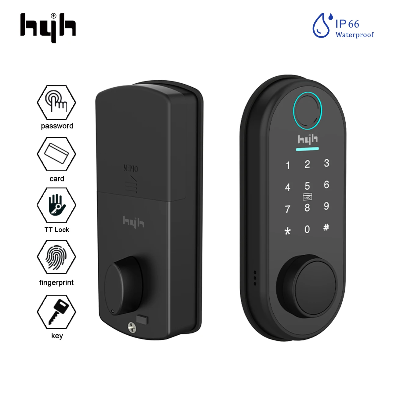 

Умный дверной замок hyh со сканером отпечатков пальцев, замок TTLock с Bluetooth для входной двери, с RFID-картой и паролем, цифровой замок для входной двери